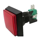 Кнопка GMSI квадратная RUICHI 2B-S с LED подсветкой 12 В, 5 А, 30 мОм, 250 В, NO(NC)+NC(NO), красная