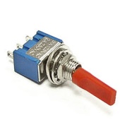 Микротумблер RUICHI MTS-102-E1, ON-ON, SPDT, 3 А, 250 В, 20 мОм, установочное отверстие 6,4 мм, 3 контакта, красный колпачок