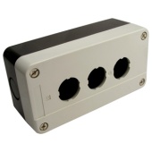 Кнопочный пост RUICHI GB2-B03, 3-х местный, IP40/IP65, 10 А, 68х135х51 мм, открытой установки, черный/серый