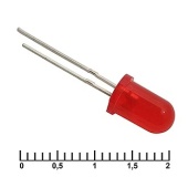 Светодиод RUICHI, 5 мм, 30 мКД, угол излучения 20 градусов, красный